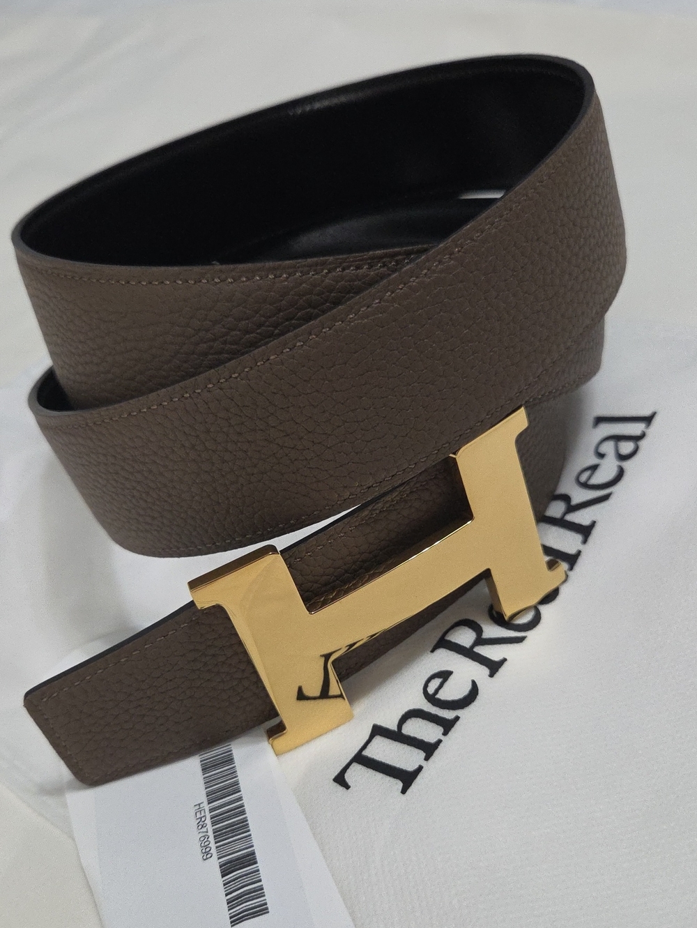 Hermes Reversible Gold H Buckle Belt Brown & Black Leather